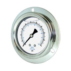 LFBM25-3000F | 2.5" Dial 1/4" Back Mount Port  0 - 3000 psi  Liquid Filled Gauge w/  Flange