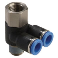 PAF 5/32-U10U EPNI | 5/32" TUBE X 10-32UNF THREAD - DUAL FEMALE BANJO